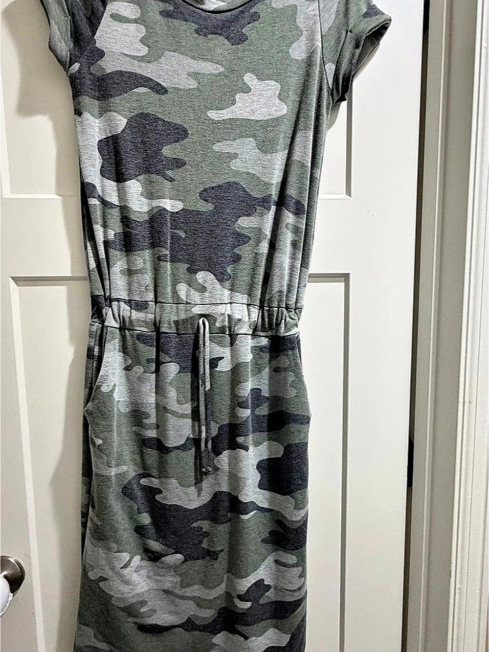 Brigitte Brianna Sexy Modest Medium Day to Day Pocket Dress Camo Midi Dress